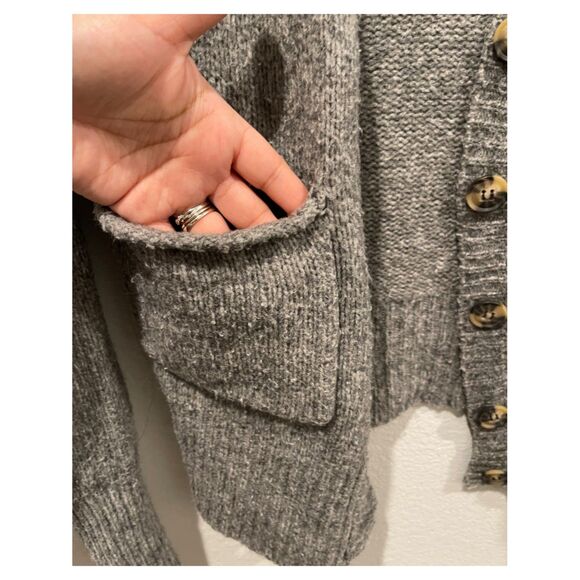 ZARA Knit Wool Button Down Grey Cardigan - Picture 4 of 5